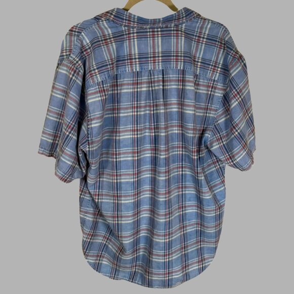 Tommy Bahama Men's Size L Blue Plaid Button Down Shirt Short Sleeve - Picture 3 of 5